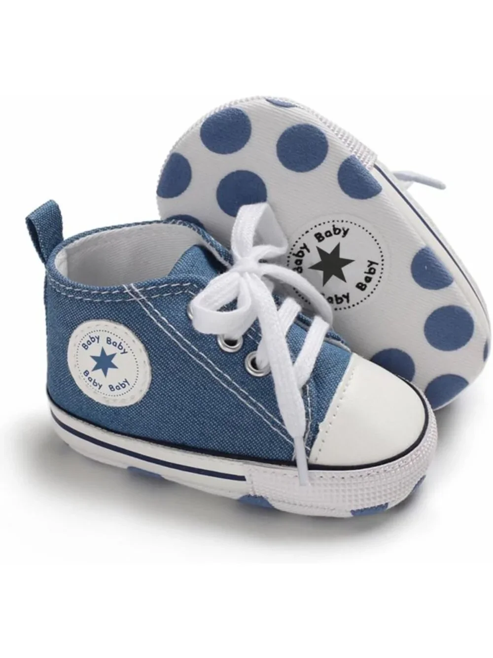 Unisex Baby High-Top Canvas Sneakers, Anti-Slip Soft Sole, Breathable First